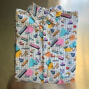 90s/Memphis style pattern short sleeve button up